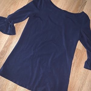 Navy Blue Lilly Pulitzer Top with Flare Sleeves